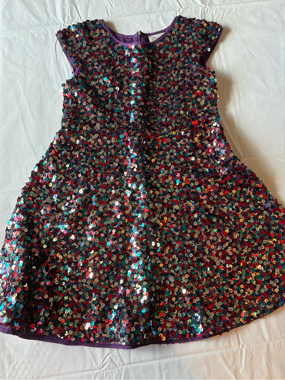 Mini Boden x Roald Dahl rainbow sequin party dress, multicolored  girls 5-6
